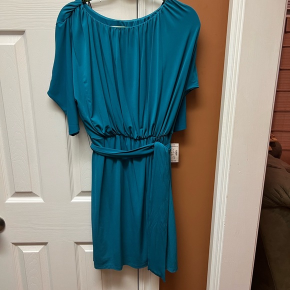 Dressbarn Teal Dress with Green Accent - Picture 1 of 6